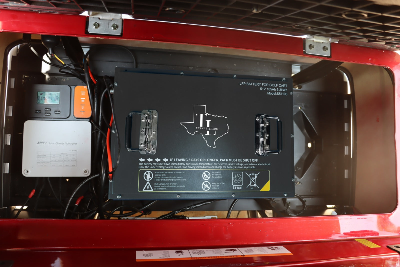 Texas Lithium 51V 105Ah Golf Cart Battery Bundle Installed