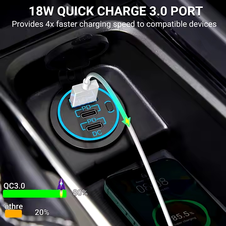 USB Type C & QC3.0 Charging Port Socket