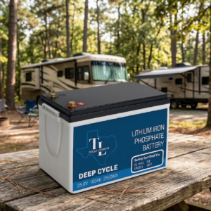 24V 100Ah Texas Lithium Battery designed for RV, Solar Energy Storage, and Trolling Motor